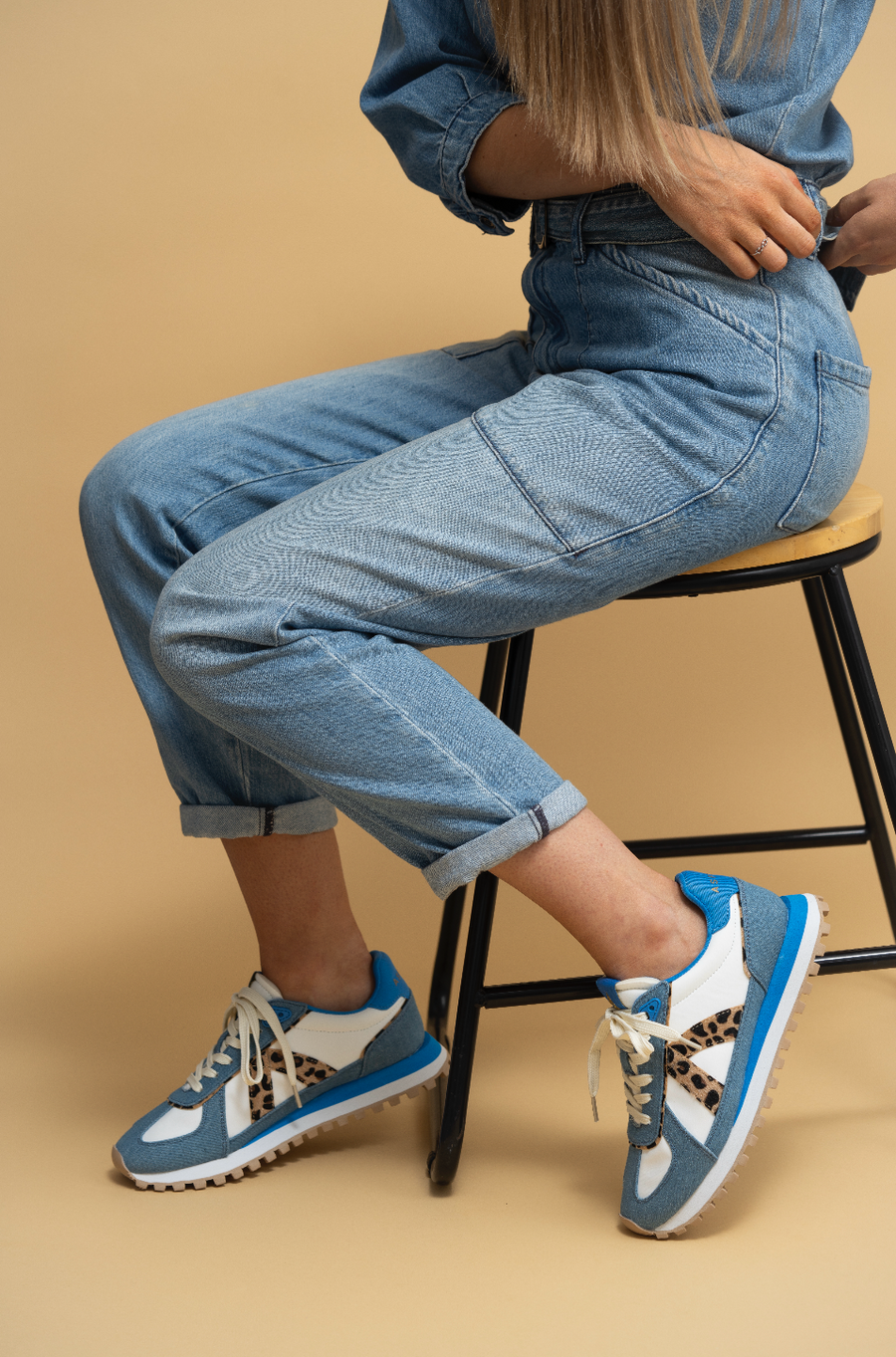 GATE DENIM/LEOPARD PONY-HAIR/TAN